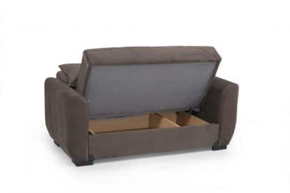 ספה דו מושבית בד חום עם ארגז מצעים MONA-2